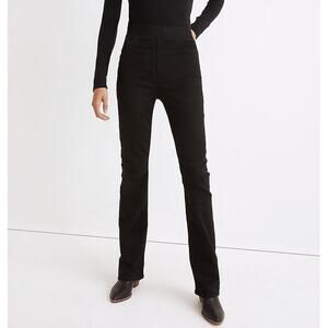 Madewell Pull On Skinny Flare Jeans in Black Frost High Rise Denim Pants